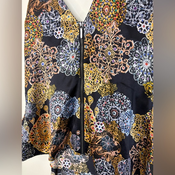 Atelier Nicole hiller 90’s -Y2K, black silk asymmetrical with medallion print - Picture 8 of 11